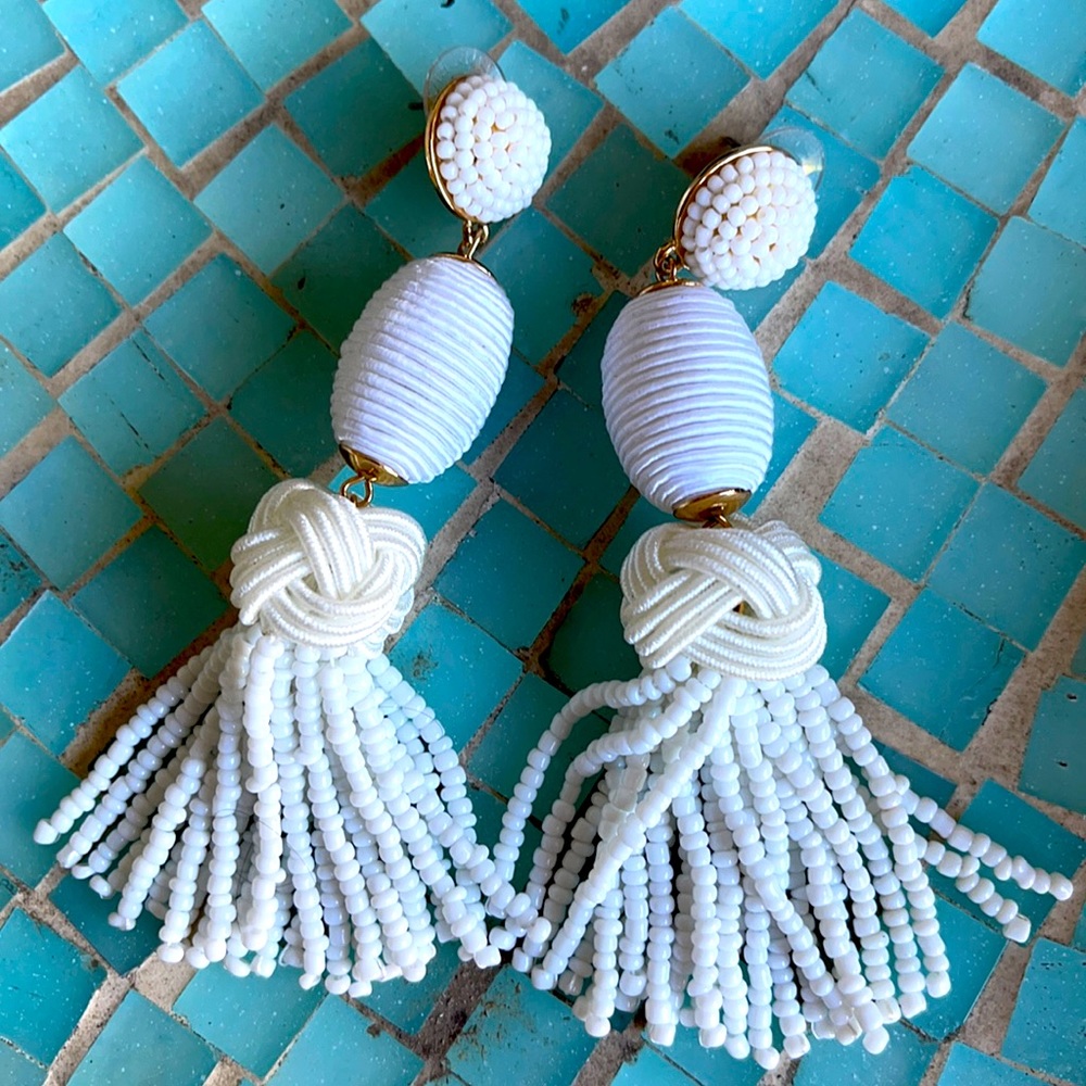 White tassel earrings